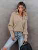 Maglione pullover da donna Kaki colletto turndown maniche lunghe maglioni acrilici