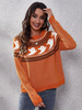 Maglione pullover da donna Maglioni acrilici a maniche lunghe con collo gioiello arancione