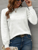 Maglione pullover da donna Maglioni acrilici a maniche lunghe con collo gioiello celeste