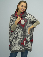 Maglione pullover da donna Maglioni in poliestere a maniche lunghe con collo alto geometrico grigio scuro