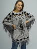 Maglione pullover da donna Maglioni in poliestere a maniche lunghe con collo gioiello geometrico con frange grigio chiaro