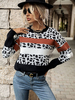 Maglione pullover da donna Maglioni in poliestere con collo gioiello a blocchi di colore bianco nero