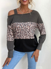 Maglione pullover da donna Maglioni oversize in poliestere con maniche lunghe e collo a pipistrello color block grigio scuro