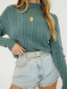 Maglione pullover donna Maglioni in poliestere a maniche lunghe collo alto verde acqua