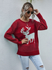 Maglione pullover natalizio da donna Maglioni in acrilico a maniche lunghe con stampa animale rossa con collo gioiello