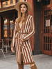 Maglioni Cardigan a maniche lunghe con frange a righe acriliche color cachi