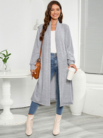 Maglioni Cardigan a maniche lunghe in poliestere grigio