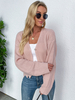 Maglioni Cardigan Bottoni in poliestere rosa Maniche lunghe Cardigan elasticizzati con scollo a V