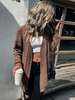 Maglioni Cardigan Caffè Marrone Poliestere Maniche Lunghe