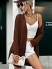 Maglioni Cardigan Caffè Marrone Poliestere Maniche Lunghe