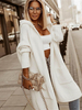 Maglioni Cardigan con cappuccio a maniche lunghe in poliestere bianco con tasche bicolore