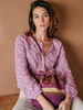 Maglioni Cardigan con collo gioiello a maniche lunghe in cotone lavanda