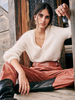 Maglioni Cardigan con scollo a V a maniche lunghe in lana bianca