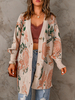 Maglioni Cardigan con scollo a V a maniche lunghe stampato in poliestere albicocca chiaro