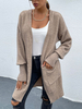 Maglioni Cardigan Kaki Poliestere Tasche Maniche Lunghe Stretch Stretch Oversize Soprabito