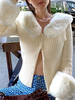 Maglioni Cardigan Lycra Spandex Bianco Bottoni Maniche Lunghe Colletto con risvolto Soprabito