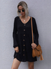 Maglioni Cardigan Nero Poliestere Maniche Lunghe Scollo a U
