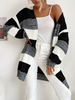 Maglioni Cardigan Nero Poliestere Righe Piping Maniche Lunghe Cardigan Elasticizzati