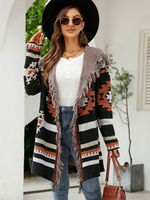 Maglioni Cardigan Rosso Acrilico Stampato A Maniche Lunghe Con Cappuccio