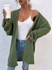 Maglioni Cardigan Verde Poliestere Maniche lunghe Casual Lungo Soprabito
