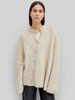 Maglioni Ecru Bianco Lana Bottoni Maniche Lunghe Collo Gioiello Cardigan