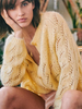 Maglioni Gialle Bottoni Di Lana Maniche Lunghe Collo Gioiello Cardigan