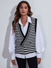 Maglioni Nero Acrilico Righe Bottoni Maniche Lunghe Cardigan Con Scollo A V