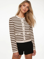 Maglioni stampati a righe Cardigan con scollo gioiello Capispalla casual primaverili per donna 2025