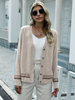 Maglioni Teal Poliestere Maniche lunghe Collo risvolto Cardigan