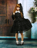 Maniche lunghe di cotone nero Lolita Dress OP rotondo collo pizzo Trim