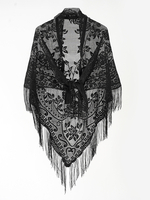 Mantella casual"idiana con ricamo poncho in rete