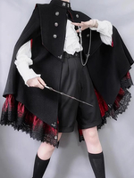 Mantella Gothic Lolita nera in poliestere autunno Lolita Outwears