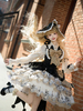 Mantella Gothic Lolita nera in poliestere con volant e fiocchi a quadri capispalla invernali Lolita