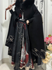 Mantello Lolita in stile cinese. Perle cinesi in poliestere nero frange metalliche capispalla invernali Lolita