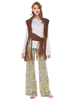 Marrone caffè Costumi retrò Poliestere Stampa floreale Copricapo Maria Antonietta Costume da donna Hippies Set Abbigliamento vintage