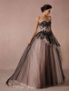 Matrimonio Nero Tulle cappella treno abito da sposa senza spalline Sweetheart a-line Principessa di lusso Pageant vestito pizzo
