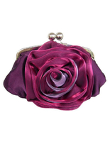 Matrimonio Pochette Nero borsette da sera rosa fiore chiusura serratura