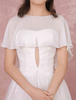 Matrimonio Wrap scialle bianco Chiffon collo tondo Increspature nuziale Poncho scialle