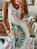 Maxi abiti senza maniche giallo Tie Dye con scollo a V pieghettato Maxi abito oversize in poliestere lungo