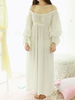 Maxi abito vintage Carnevale Costume Jane Austen Orgoglio e pregiudizio U pastorale collo campana maniche vita alta bianco Carnevale