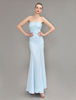Mermaid Abito da sera pastello blu Party Dress senza spalline in rilievo piano lunghezza Chiffon Prom Dress