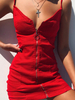 Mini abiti Abito corto in lycra spandex rosso senza maniche