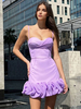Mini abito arricciato scollo a cuore festa di compleanno vestito aderente con spalline per donna 2025