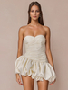 Mini abito drappeggiato con scollo a cuore e senza spalline abito da festa di compleanno per donna 2025