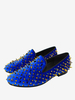 Mocassini con punte dorate da uomo in scarpe da sposa da ballo in pelle scamosciata blu