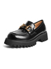 Mocassini da donna Scarpe con tacco piatto Punta tonda in pelle verniciata Mocassini neri