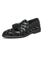 Mocassini da uomo a righe con nappe slip on scarpe da sposa per feste di fine anno
