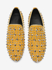 Mocassini da uomo con borchie gialle punta affilata in pelle slip on scarpe da ballo e da sposa