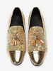 Mocassini da uomo con paillettes punta affilata nappa in pelle di mucca scarpe da ballo e da sposa con glitter