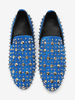 Mocassini da uomo in pelle di mucca con borchie blu slip on scarpe da ballo e da sposa